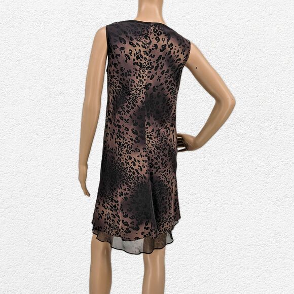 NWT Vintage 1990s Jones New York Silk Mini Dress Animal Print Cowl Size 8P - Picture 2 of 11
